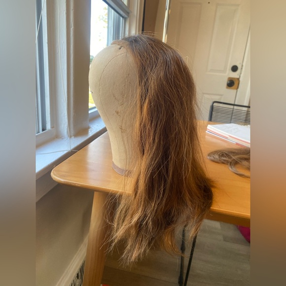 💯 18” REMY GOLDEN BROWN THICK WAVY HUMAN HAIR WIG MONOFILAMENT COMB ATTACHMENT - Picture 3 of 16